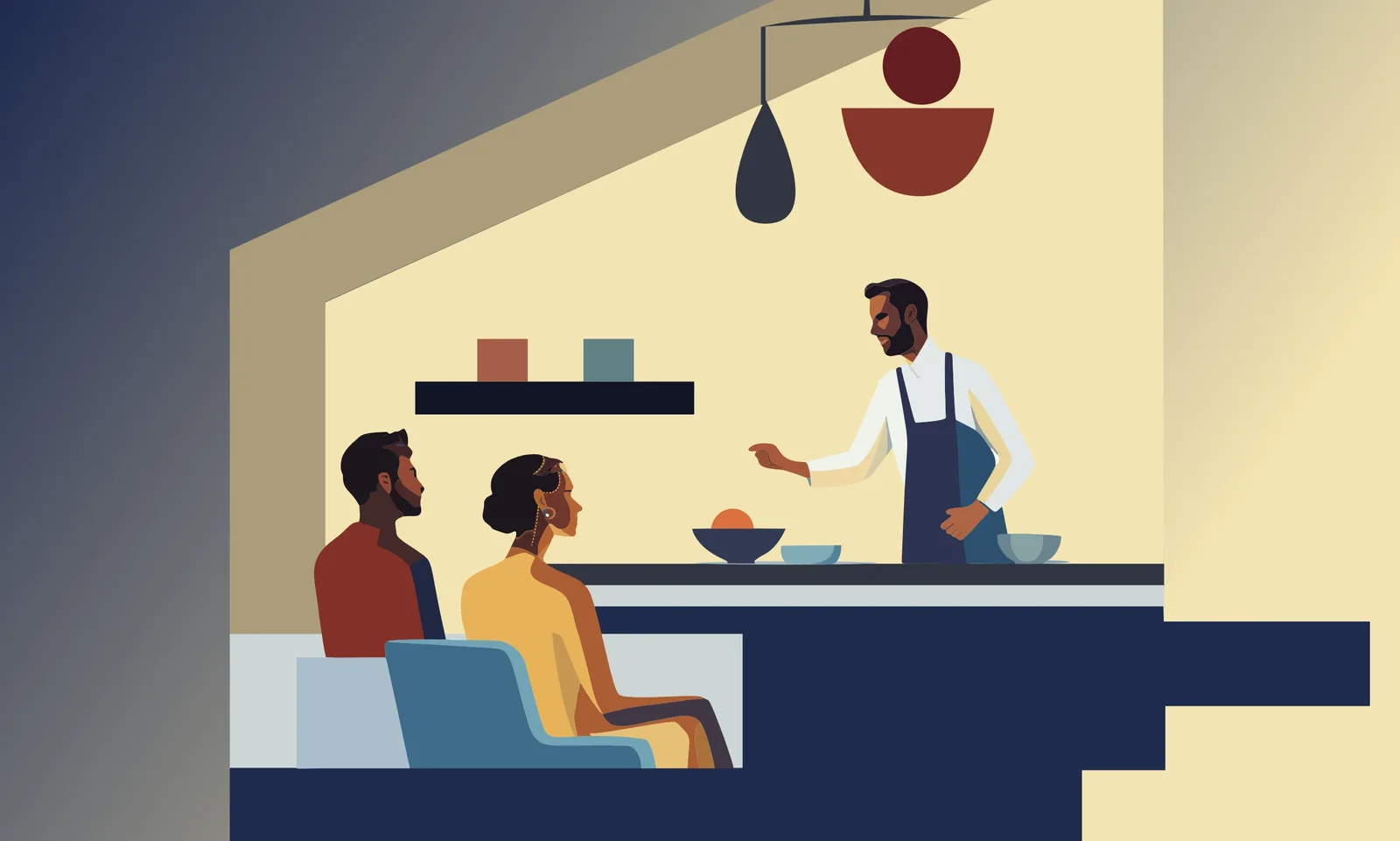 Geometric illustration: Chef's counter