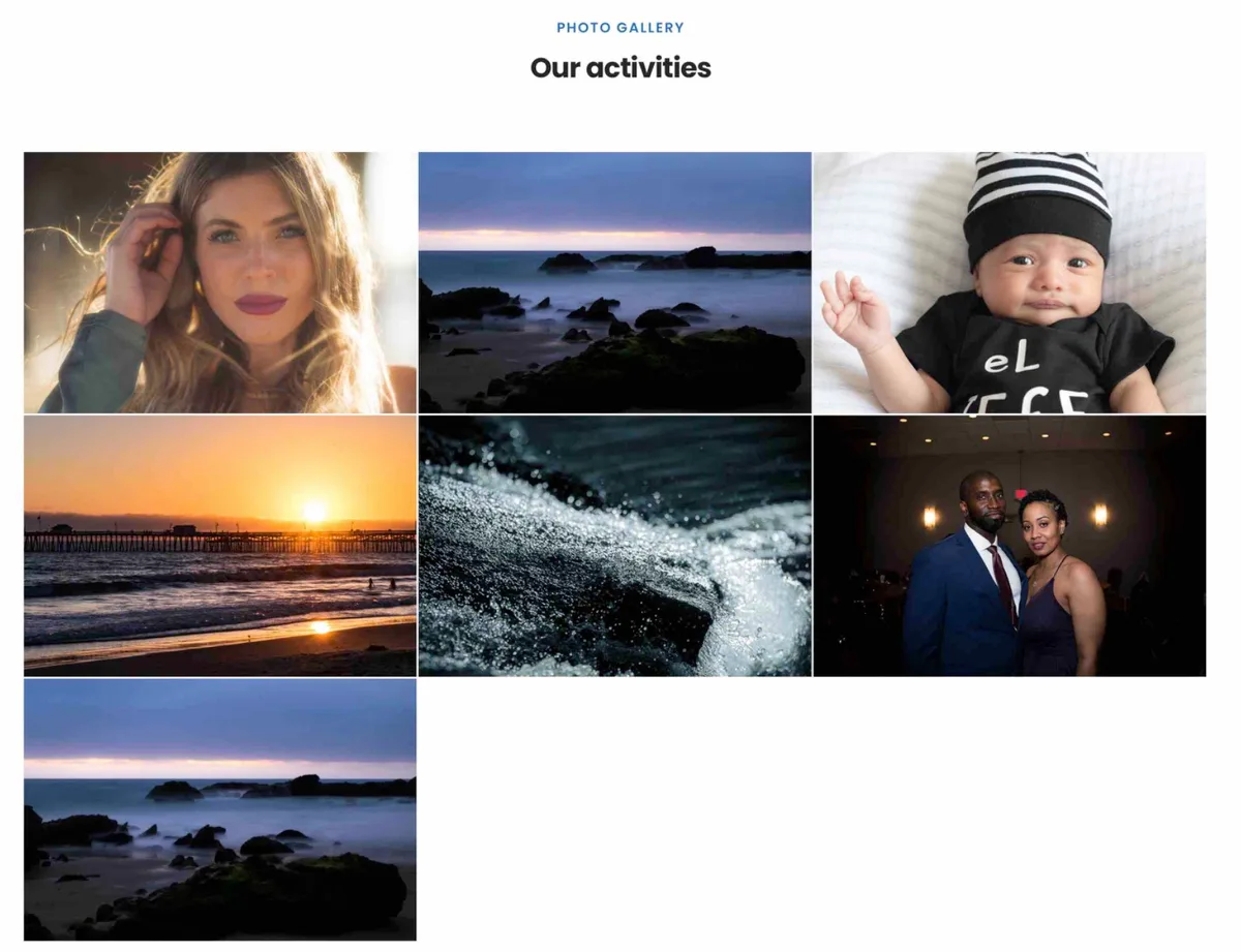 Photo gallery grid of recent work