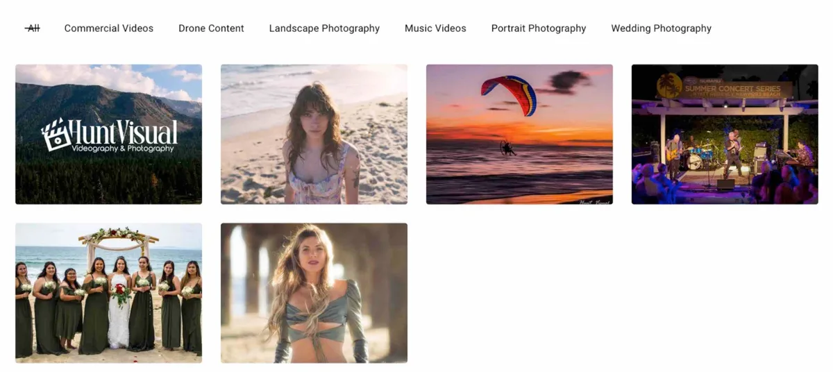Portfolio filterable by category