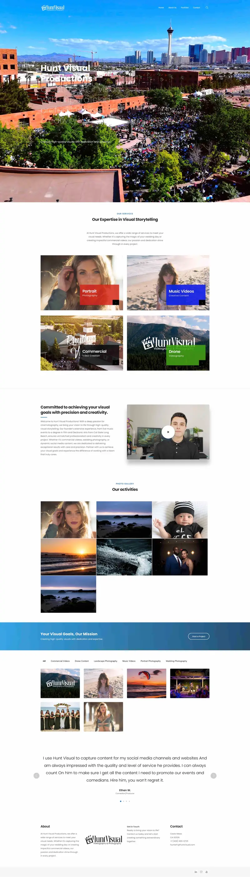 The full Hunt Visual Productions homepage